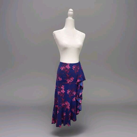 Tommy Bahama Oasis Blossoms Flounce Skirt Cover-Up Floral Blue Ruffle Large - Picture 5 of 9